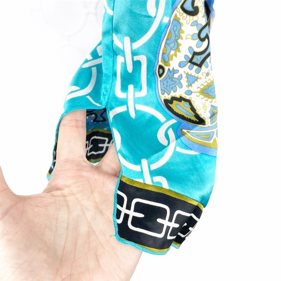 HALE BOB Blue Print Silk Blouse Halter Tank Top XS - Picture 5 of 6